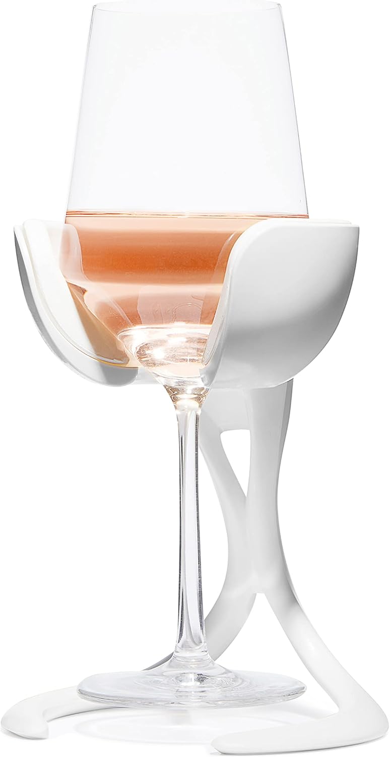 VoChill Stemmed Wine Glass Chiller | Made in USA | Radically cool wine tool – keeps wine perfectly chilled in your glass | Refreezable Chill Cradle actively chills (Quartz, Single ) - Image 1